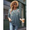 imageZeagoo 34 Length Sleeve Womens Tops Round Neck Casual Summer Tunic Tops Basic Tees Blouses Dressy TShirts Pleated ShirtsGrey Floral