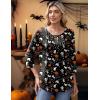 imageZeagoo 34 Length Sleeve Womens Tops Round Neck Casual Summer Tunic Tops Basic Tees Blouses Dressy TShirts Pleated ShirtsHalloween Print 01