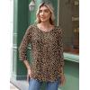 imageZeagoo 34 Length Sleeve Womens Tops Round Neck Casual Summer Tunic Tops Basic Tees Blouses Dressy TShirts Pleated ShirtsLeopard Print