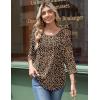 imageZeagoo 34 Length Sleeve Womens Tops Round Neck Casual Summer Tunic Tops Basic Tees Blouses Dressy TShirts Pleated ShirtsLeopard Print