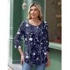 imageZeagoo 34 Length Sleeve Womens Tops Round Neck Casual Summer Tunic Tops Basic Tees Blouses Dressy TShirts Pleated ShirtsNavy Floral