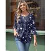imageZeagoo 34 Length Sleeve Womens Tops Round Neck Casual Summer Tunic Tops Basic Tees Blouses Dressy TShirts Pleated ShirtsNavy Floral