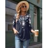 imageZeagoo 34 Length Sleeve Womens Tops Round Neck Casual Summer Tunic Tops Basic Tees Blouses Dressy TShirts Pleated ShirtsWhite Flowersf103
