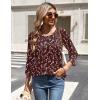 imageZeagoo 34 Length Sleeve Womens Tops Round Neck Casual Summer Tunic Tops Basic Tees Blouses Dressy TShirts Pleated ShirtsWine Red