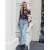 imageZeagoo Long Sleeve Shirts for Women Floral Mesh Sheer Top Mock Neck Double Lined Fitted Going Out BlousesBf298