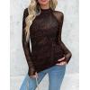 imageZeagoo Long Sleeve Shirts for Women Floral Mesh Sheer Top Mock Neck Double Lined Fitted Going Out BlousesCx299