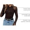 imageZeagoo Long Sleeve Shirts for Women Floral Mesh Sheer Top Mock Neck Double Lined Fitted Going Out BlousesCx299