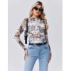 imageZeagoo Long Sleeve Shirts for Women Floral Mesh Sheer Top Mock Neck Double Lined Fitted Going Out BlousesDw137