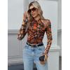 imageZeagoo Long Sleeve Shirts for Women Floral Mesh Sheer Top Mock Neck Double Lined Fitted Going Out BlousesWf75