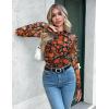 imageZeagoo Long Sleeve Shirts for Women Floral Mesh Sheer Top Mock Neck Double Lined Fitted Going Out BlousesWf75