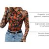 imageZeagoo Long Sleeve Shirts for Women Floral Mesh Sheer Top Mock Neck Double Lined Fitted Going Out BlousesWf75