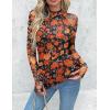 imageZeagoo Long Sleeve Shirts for Women Floral Mesh Sheer Top Mock Neck Double Lined Fitted Going Out BlousesWf75