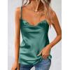 imageZeagoo Womens Cowl Neck Satin Camisole Sleeveless Sexy Spaghetti Strap Silk Cami Backless Tank Tops Halter Basic Tank ShirtsForest Green