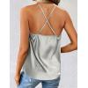 imageZeagoo Womens Cowl Neck Satin Camisole Sleeveless Sexy Spaghetti Strap Silk Cami Backless Tank Tops Halter Basic Tank ShirtsMisty Grey