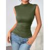imageZeagoo Womens Mock Turtleneck Tank Tops 2025 Slim Fitted Sleeveless Top Stretchy Basic Casual Layer Tee ShirtsArmy Green