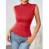imageZeagoo Womens Mock Turtleneck Tank Tops 2025 Slim Fitted Sleeveless Top Stretchy Basic Casual Layer Tee ShirtsRed