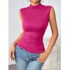 imageZeagoo Womens Mock Turtleneck Tank Tops 2025 Slim Fitted Sleeveless Top Stretchy Basic Casual Layer Tee ShirtsRose Red