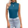 imageZeagoo Womens Mock Turtleneck Tank Tops 2025 Slim Fitted Sleeveless Top Stretchy Basic Casual Layer Tee ShirtsDark Blue