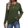 imageZeagoo Fall Sweaters for Women 2025 Long Sleeve Crewneck Ribbed Knit Pullover Sweater Loose Fit Basic Jumper TopsA Army Green