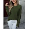 imageZeagoo Fall Sweaters for Women 2025 Long Sleeve Crewneck Ribbed Knit Pullover Sweater Loose Fit Basic Jumper TopsA Army Green