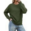 imageZeagoo Fall Sweaters for Women 2025 Long Sleeve Crewneck Ribbed Knit Pullover Sweater Loose Fit Basic Jumper TopsA Army Green