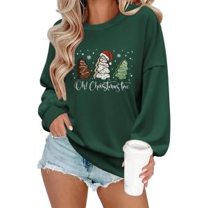 imageZeagoo Women Crewneck Sweatshirts Pullover Tops Long Sleeve Shirt Loose Fit Sweaters Casual Fall Outfits Clothes 2025Green01