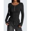 imageZeagoo Womens Long Sleeve Henley T Shirts Button Ribbed Knit Slim Fitted Tee Tops Basic Casual Work Blouse XSXXLAblack