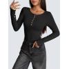 imageZeagoo Womens Long Sleeve Henley T Shirts Button Ribbed Knit Slim Fitted Tee Tops Basic Casual Work Blouse XSXXLAblack
