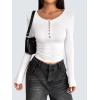 imageZeagoo Womens Long Sleeve Henley T Shirts Button Ribbed Knit Slim Fitted Tee Tops Basic Casual Work Blouse XSXXLAwhite