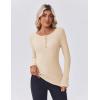imageZeagoo Womens Long Sleeve Henley T Shirts Button Ribbed Knit Slim Fitted Tee Tops Basic Casual Work Blouse XSXXLBeige
