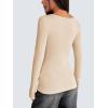 imageZeagoo Womens Long Sleeve Henley T Shirts Button Ribbed Knit Slim Fitted Tee Tops Basic Casual Work Blouse XSXXLBeige