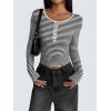 imageZeagoo Womens Long Sleeve Henley T Shirts Button Ribbed Knit Slim Fitted Tee Tops Basic Casual Work Blouse XSXXLBlack White Stripe