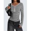 imageZeagoo Womens Long Sleeve Henley T Shirts Button Ribbed Knit Slim Fitted Tee Tops Basic Casual Work Blouse XSXXLBlack White Stripe