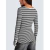 imageZeagoo Womens Long Sleeve Henley T Shirts Button Ribbed Knit Slim Fitted Tee Tops Basic Casual Work Blouse XSXXLBlack White Stripe