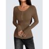 imageZeagoo Womens Long Sleeve Henley T Shirts Button Ribbed Knit Slim Fitted Tee Tops Basic Casual Work Blouse XSXXLBrown