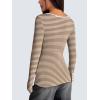 imageZeagoo Womens Long Sleeve Henley T Shirts Button Ribbed Knit Slim Fitted Tee Tops Basic Casual Work Blouse XSXXLBstripe Brown White