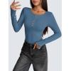 imageZeagoo Womens Long Sleeve Henley T Shirts Button Ribbed Knit Slim Fitted Tee Tops Basic Casual Work Blouse XSXXLDark Blue