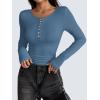 imageZeagoo Womens Long Sleeve Henley T Shirts Button Ribbed Knit Slim Fitted Tee Tops Basic Casual Work Blouse XSXXLDark Blue