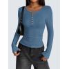 imageZeagoo Womens Long Sleeve Henley T Shirts Button Ribbed Knit Slim Fitted Tee Tops Basic Casual Work Blouse XSXXLDark Blue