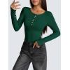 imageZeagoo Womens Long Sleeve Henley T Shirts Button Ribbed Knit Slim Fitted Tee Tops Basic Casual Work Blouse XSXXLDark Green