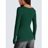 imageZeagoo Womens Long Sleeve Henley T Shirts Button Ribbed Knit Slim Fitted Tee Tops Basic Casual Work Blouse XSXXLDark Green