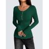 imageZeagoo Womens Long Sleeve Henley T Shirts Button Ribbed Knit Slim Fitted Tee Tops Basic Casual Work Blouse XSXXLDark Green