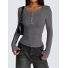 imageZeagoo Womens Long Sleeve Henley T Shirts Button Ribbed Knit Slim Fitted Tee Tops Basic Casual Work Blouse XSXXLDark Grey