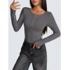imageZeagoo Womens Long Sleeve Henley T Shirts Button Ribbed Knit Slim Fitted Tee Tops Basic Casual Work Blouse XSXXLDark Grey