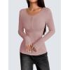 imageZeagoo Womens Long Sleeve Henley T Shirts Button Ribbed Knit Slim Fitted Tee Tops Basic Casual Work Blouse XSXXLPink