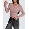 imageZeagoo Womens Long Sleeve Henley T Shirts Button Ribbed Knit Slim Fitted Tee Tops Basic Casual Work Blouse XSXXLPink