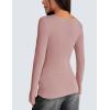 imageZeagoo Womens Long Sleeve Henley T Shirts Button Ribbed Knit Slim Fitted Tee Tops Basic Casual Work Blouse XSXXLPink