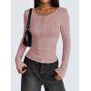 imageZeagoo Womens Long Sleeve Henley T Shirts Button Ribbed Knit Slim Fitted Tee Tops Basic Casual Work Blouse XSXXLPink
