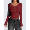 imageZeagoo Womens Long Sleeve Henley T Shirts Button Ribbed Knit Slim Fitted Tee Tops Basic Casual Work Blouse XSXXLWine Red