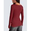 imageZeagoo Womens Long Sleeve Henley T Shirts Button Ribbed Knit Slim Fitted Tee Tops Basic Casual Work Blouse XSXXLWine Red